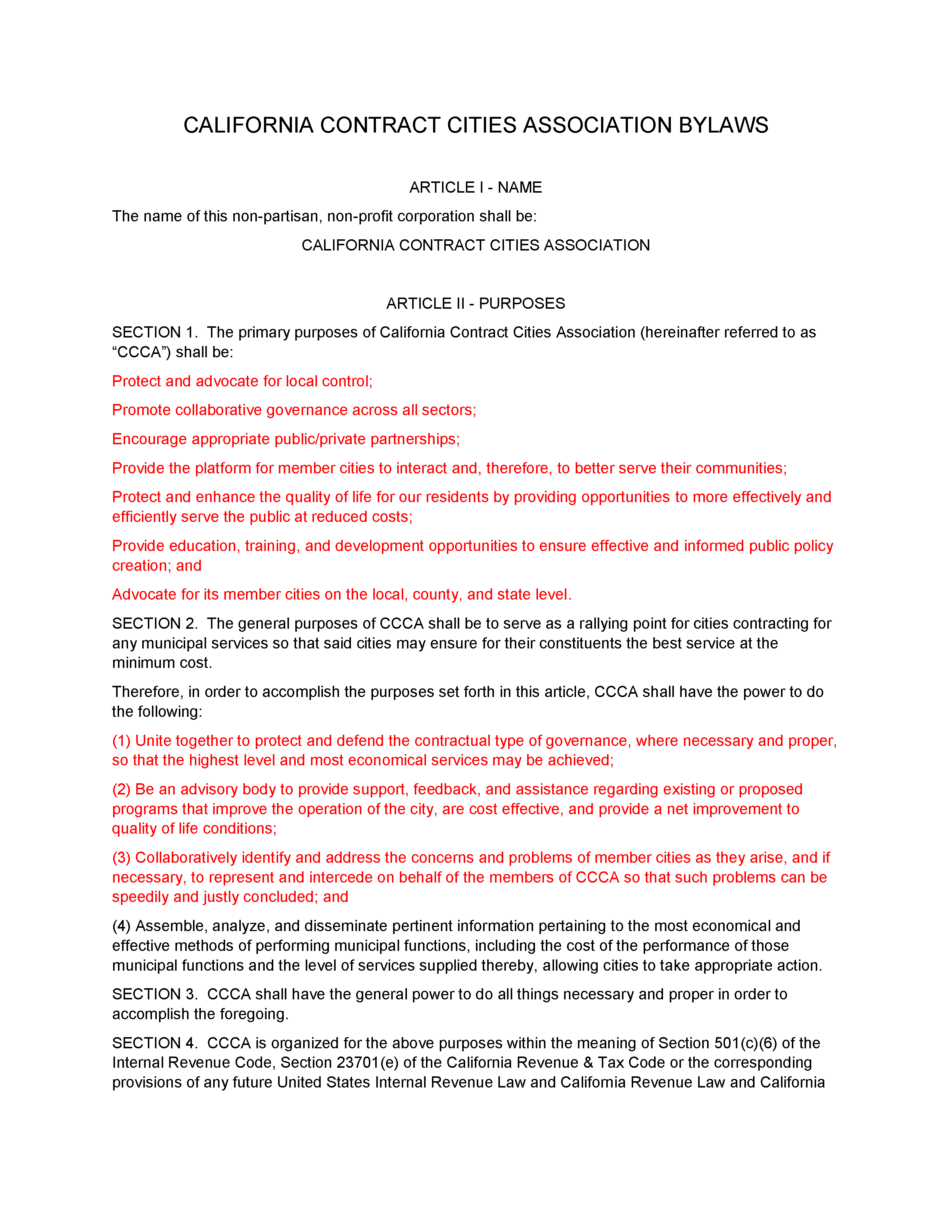 Bylaws, Amended 2018